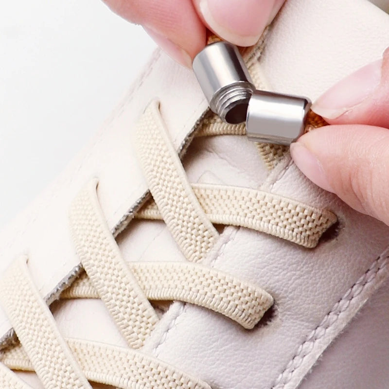 1Pair Elastic Laces Sneakers No Tie Shoe laces Capsule Lock Shoelaces Without ties Kids Adult 0.6cm Flat Shoelace for Shoes - Smarsty