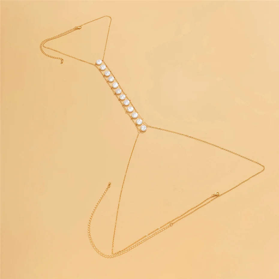 Bohemian Pearl Cross Belly Chain for Summer Style - Smarsty