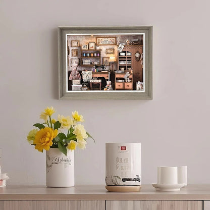 DIY Book Nook Kit 3D Miniature Wooden Doll House Photo Frame Ornament Bookshelf Insert Retro Booknook Decor For Birthday Gifts by Smarsty