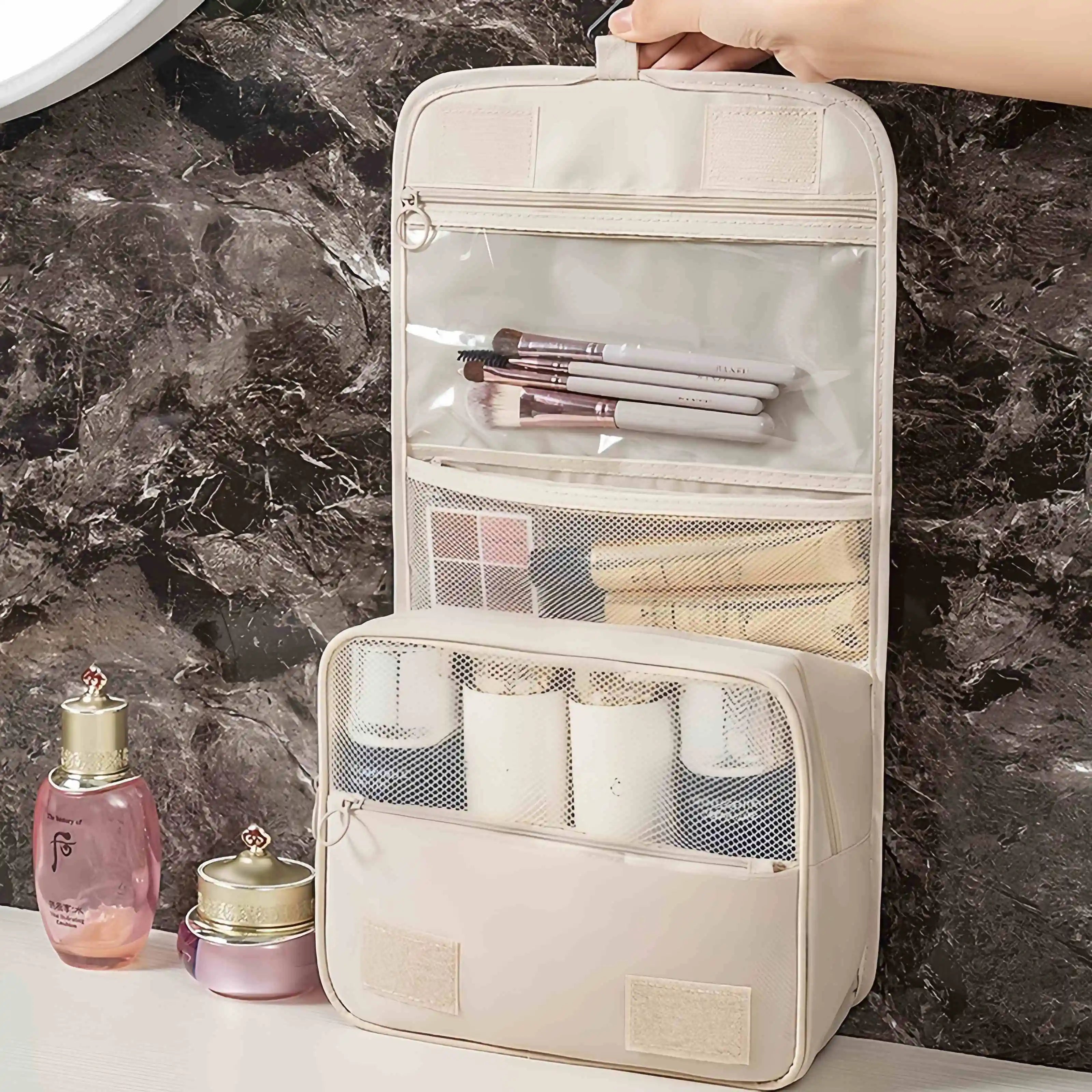Capacity Dry Wet Separation Handheld Storage Bag Washable Bag Large Travel Multi Functional Hanging Makeup Bag With Hanging - Smarsty