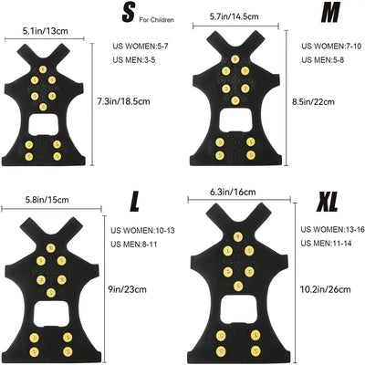 2pcs 10 Steel Studs Crampons Snow Grips Cleats for Ice and Snow Anti-Slip Rubber Traction Cleats Hiking Walking Climbing Jogging - Smarsty