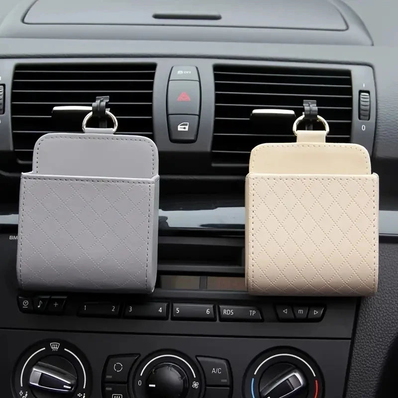 Vent Mount Car Phone Holder With PU Leather Storage Box - Smarsty