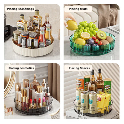 Rotating Tray Spice Rack Pantry Cabinet Turntable With Base Storage Bin Kitchen Organizer For Seasoning Cosmetic Storage Box by Smarsty