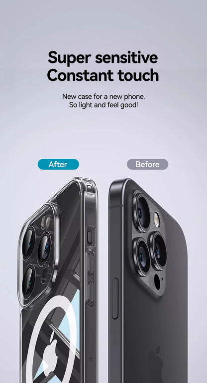 Magnetic iPhone Case Anti Yellow Transparent Slim Cover - Smarsty