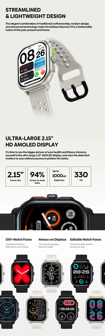 Zeblaze Beyond 3 Pro GPS Smart Watch with AMOLED Display - Smarsty