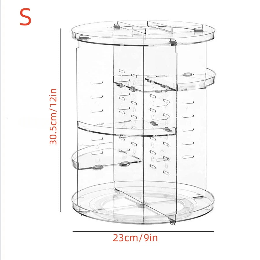 1pc Cosmetic Organiser, 360 degree rotatable adjustable cosmetic storage display case, easy assembly required by Smarsty