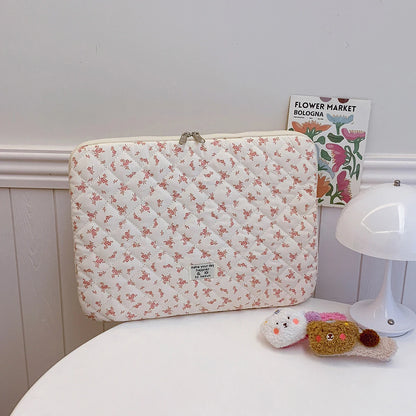 Chic Flower Print Quilted Laptop Bag 11 14 15 Sleeve