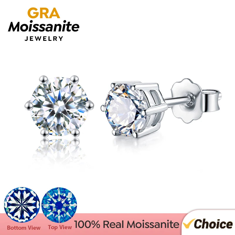 Certified D Color Moissanite Stud Earrings Gold Plated - Smarsty