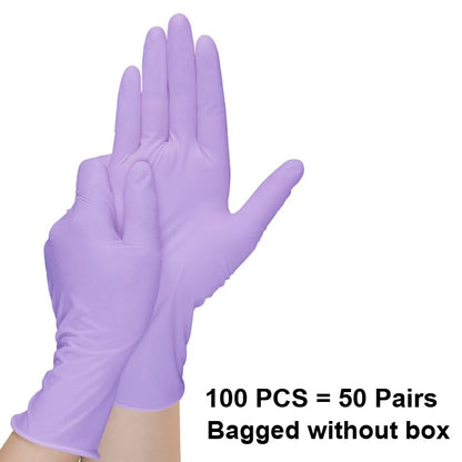 10-100pcs Disposable Purple Nitrile Gloves Latex Free Waterproof Suitable for Kitchen Food Processing Beauty Salon Work Glove
