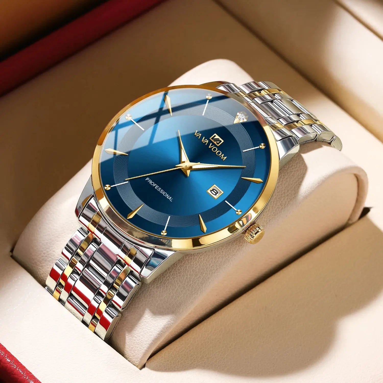 Luxury Stainless Steel Men's Watch with Rhinestones - Smarsty