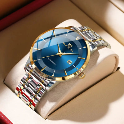 Luxury Stainless Steel Men's Watch with Rhinestones - Smarsty