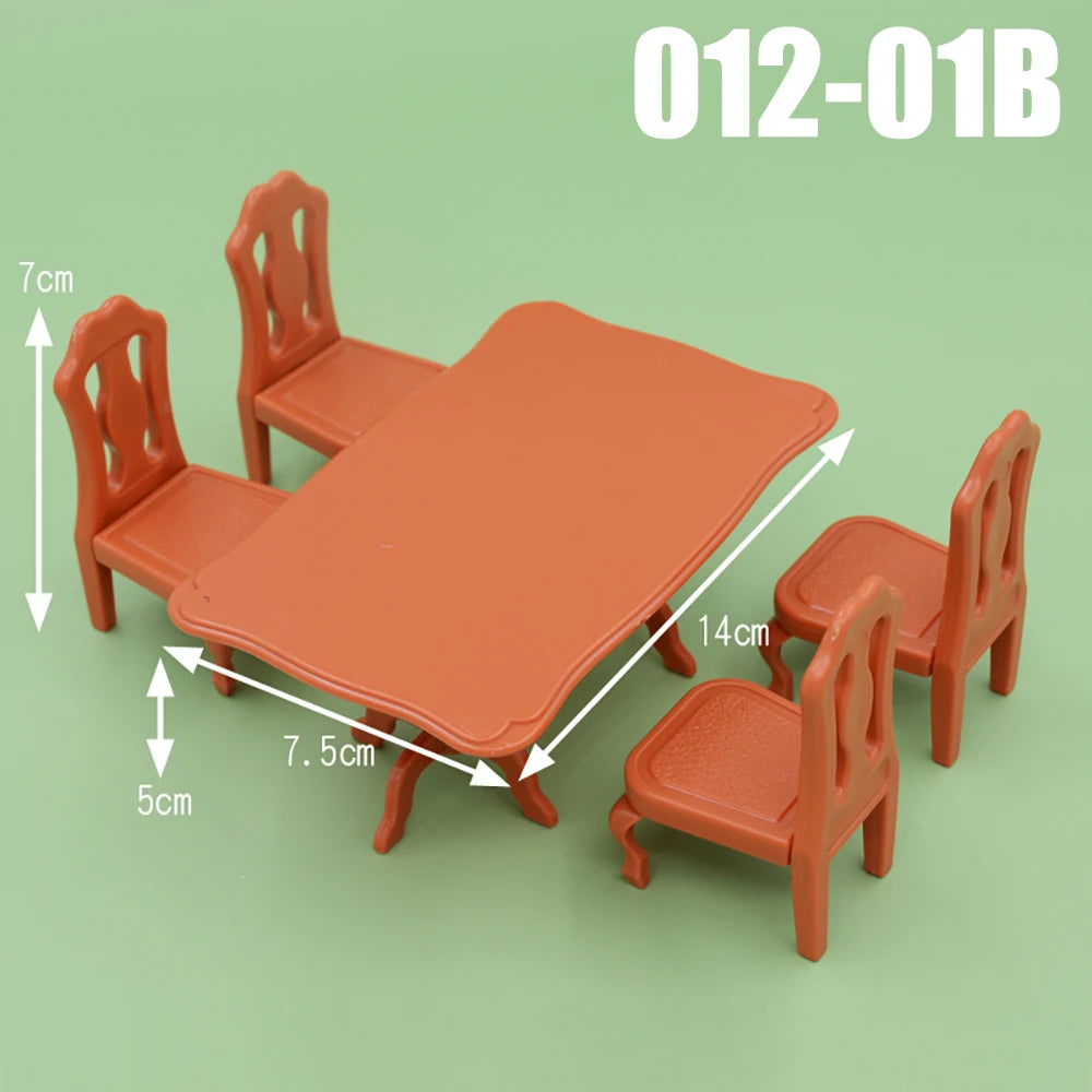 Dollhouse Furniture Kitchen Play Set Miniature Refrigerator 1:12 Mini Food Living Room Sofa Set Pretend Play Accessores Toy by Smarsty