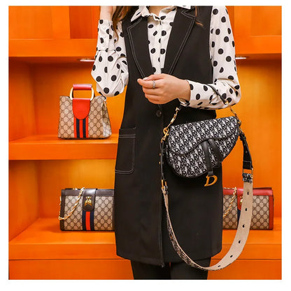Studded Embroidered Shoulder Crossbody Bag Saddle Handbag - Smarsty