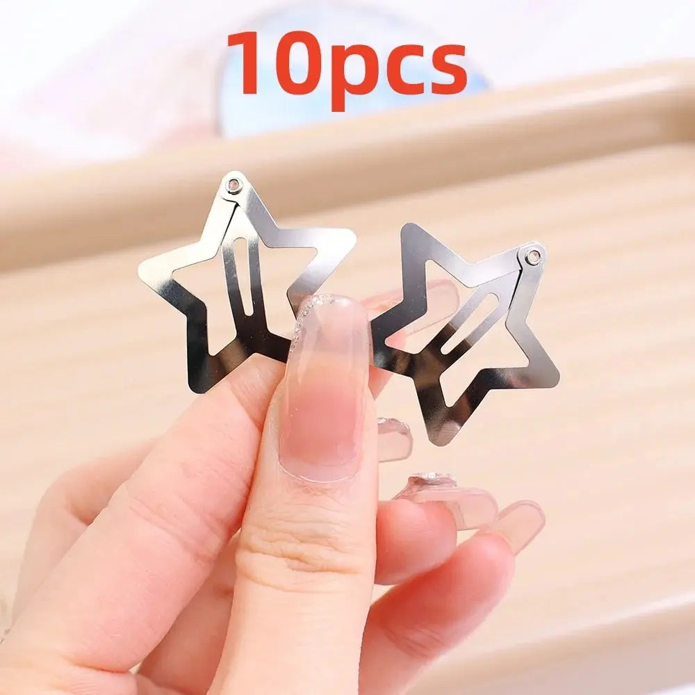 Y2K Silver Star Hair Clips for Girls Stylish Metal Barrettes - Smarsty
