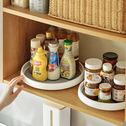 Round Shelf Pantry Cabinet Turntable Condiment Storage Rack Spice Rack Kitchen Storage Tray Rotating Organizer 2 Tier