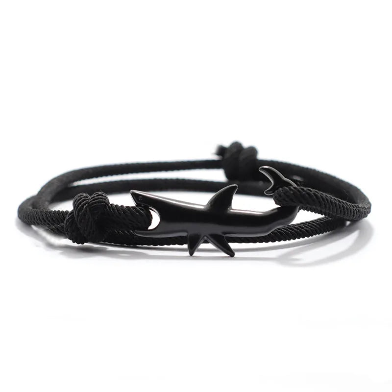 Men’s Adjustable Shark Bracelet Double Layer Rope Strand - Smarsty