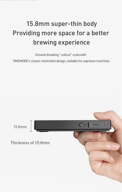 TIMEMORE Store Black Mirror Mini New Espresso Coffee Food Kitchen Scale With Time USB Light Weight Digital Scale by Smarsty