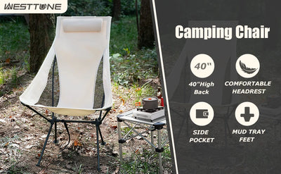 Westtune Portable Folding Camping Chair with Headrest Lightweight Tourist Chairs Aluminum Alloy Fishing Chair Outdoor Furniture by Smarsty