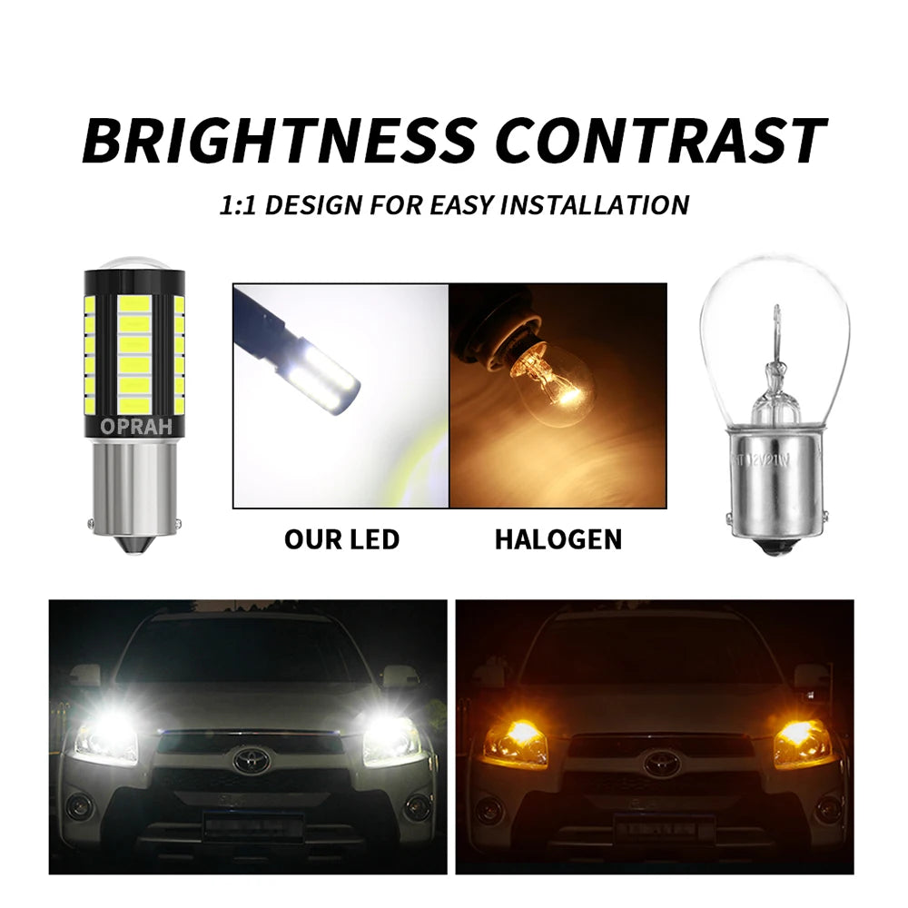 2pcs LED 1156 BA15S P21W 1157 BAU15S PY21W P21/5W BAY15D For Car Truck ATV Light Canbus 5630SMD Turn Signal Lamp DRL Bulb 12V24V - Smarsty