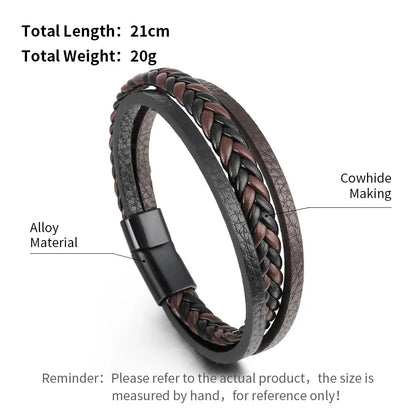 Trendy Leather Bracelets for Men with Stainless Steel Charm - Smarsty