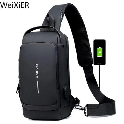 Anti Theft Chest Bag USB Charge Crossbody Sling Pack - Smarsty