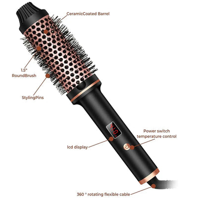 1.5 Inch Ceramic Heated Hair Curling Brush - Smarsty