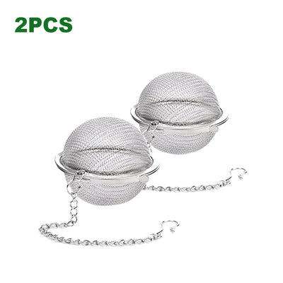 10-2pcs Stainless Steel Tea Ball Loose Leaf Tea Strainer Infusers Extra Fine Mesh Tea Interval Diffuser with Chain - Smarsty