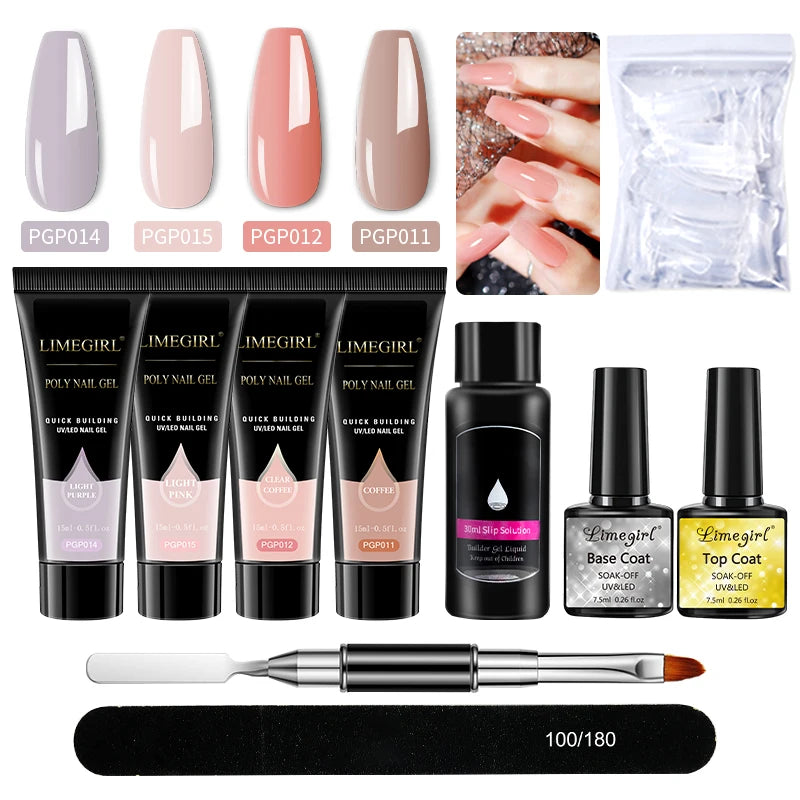 Nail Art Poly Gel Kit for Beginners with Soaking Solution - Smarsty