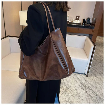 Women PU Leather Tote Bag Large Capacity Shoulder Crossbody - Smarsty
