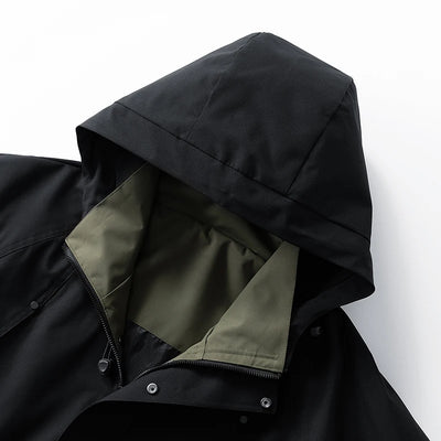 Waterproof Jacket Men Outdoor Softshell Zip Up Hooded Jacket Windbreaker Hiking Camping Coats Lightweight Spring Autumn Coats by Smarsty