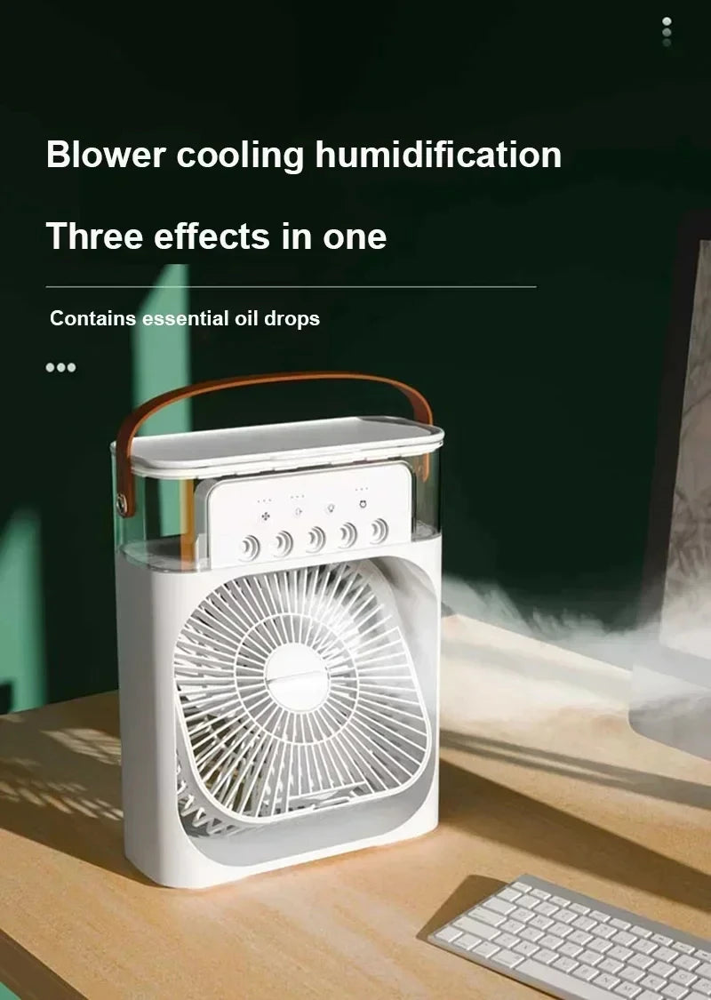 New 3 In 1 Fan AIr Conditioner Household Mini Air Cooler LED Night Light Portable Humidifier Air Adjustment Fan Office Home Fan - Smarsty