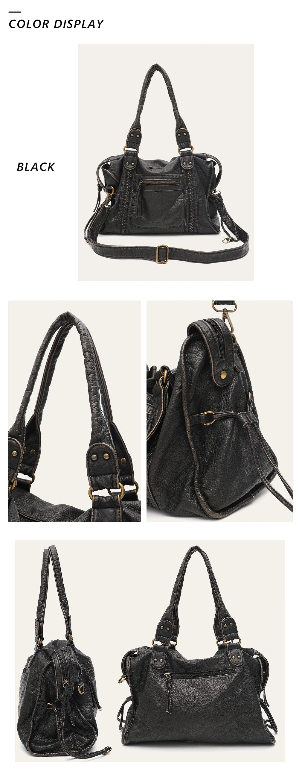 PU Leather Tote Bag With Zip Pockets Crossbody For Travel - Smarsty