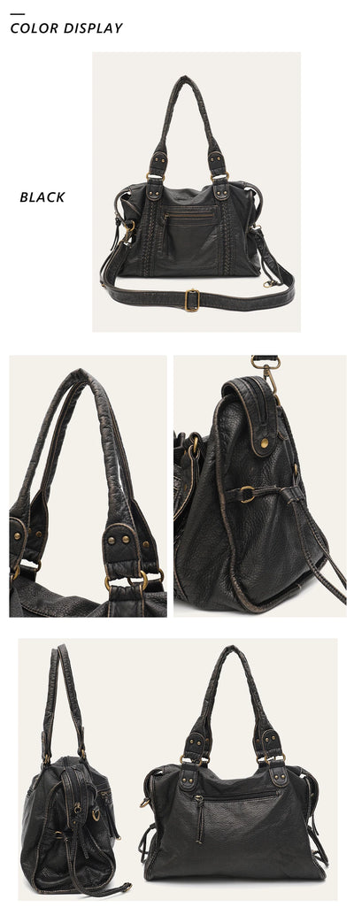 PU Leather Tote Bag With Zip Pockets Crossbody For Travel - Smarsty