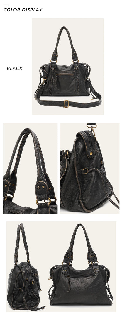 PU Leather Tote Bag With Zip Pockets Crossbody For Travel - Smarsty