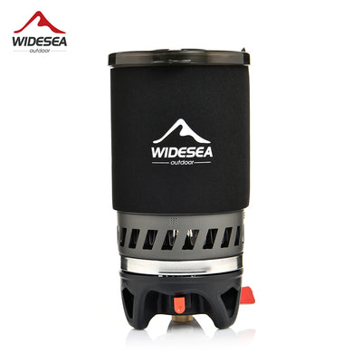 Widesea Camping Cooking System with Heat Exchanger Outdoor Gas Stove Burner Tourist Coffee Pot Cup Cookware Tableware Tourism by Smarsty