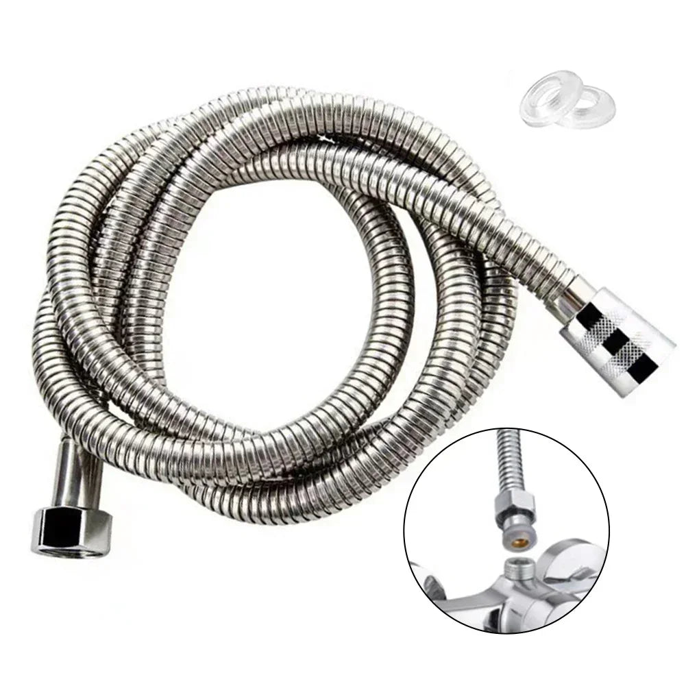 Stainless Steel Shower Hose Extension Tube 2M Durable Water Supply - Smarsty