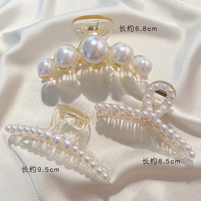Large Pearl Hair Claw Clip Acrylic Fashion Barrette Stylish - Smarsty