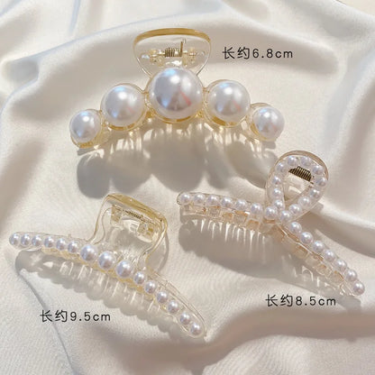 Large Pearl Hair Claw Clip Acrylic Fashion Barrette Stylish - Smarsty