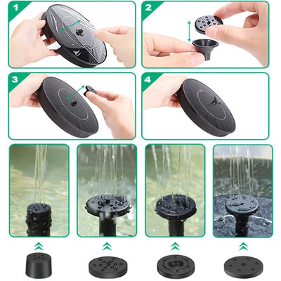 Solar Fountain Pump with Six Nozzles for Garden Decor - Smarsty