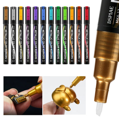 12pcs DSPIAE MKA-Ultra Metal Environmental Protection Document Marking For Gundam Mechanical Model 12 Colors DIY Tool Brush Part