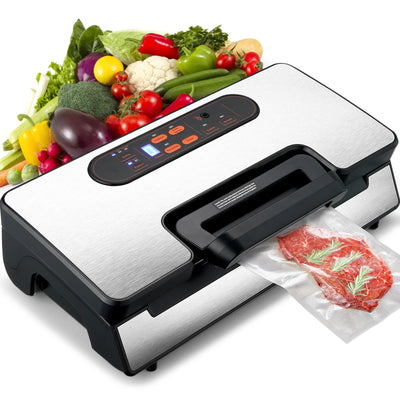 SucceBuy 90Kpa 130W Vacuum Sealer Food Packaging Machine with Free 10pcs Vacuum bags for Household Kitchen Vacuum Food Sealing - Smarsty