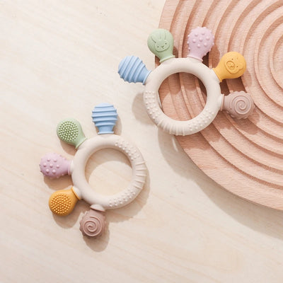1pc Silicone Teether Baby 0 12 Months Teething Toys Teether Ring Silicone Baby Teether Toys for Toddler BPA Free Baby Toys Gifts by Smarsty