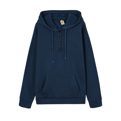 European and N Women's Long-sleeved Loose Casual Hooded Drawstring Pocket Hoodie