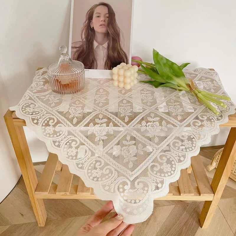 Beige Lace Embroidered Tablecloth for Elegant Events - Smarsty