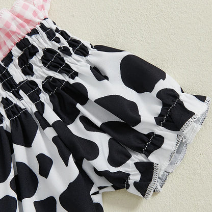 Girls Summer Outfit Leopard Print Sleeveless Top and Distressed Denim Shorts with Frayed Hem and Belt Set