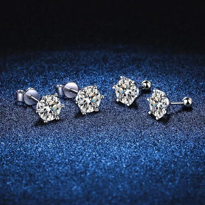 Moissanite Stud Earrings D Color 925 Sterling Silver - Smarsty