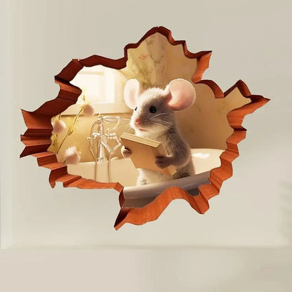 Cute Mouse Hole Wall Sticker for Whimsical Home Decor - Smarsty