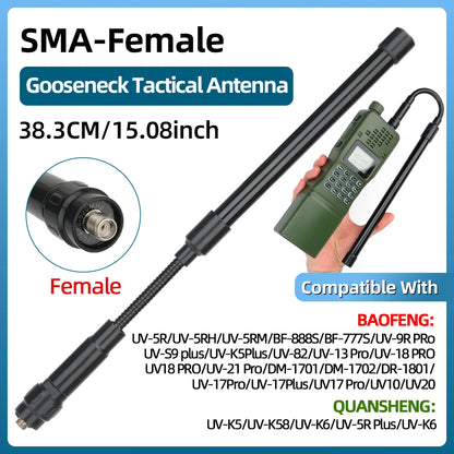 ABBREE CS Tactical Antenna SMA-Female Dual Band VHF UHF 144/430Mhz Foldable For Walkie Talkie Baofeng UV-21 UV-5R QuanSheng K5 - Smarsty