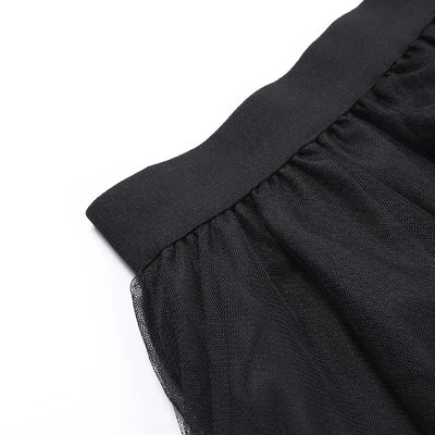 Sexy Net Yarn High-Waisted Irregular Skirt for Women Summer New European and American Gothic Style Versatile Casual Skirts - Smarsty
