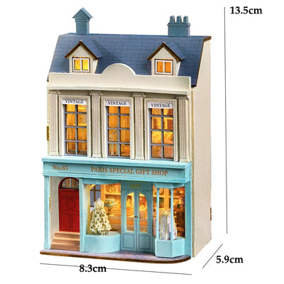 DIY Mini Wooden Doll House Assembly Building Model Pink Princess Villa Architecture Kit 3D Puzzle Dollhouse With Furniture Gifts by Smarsty